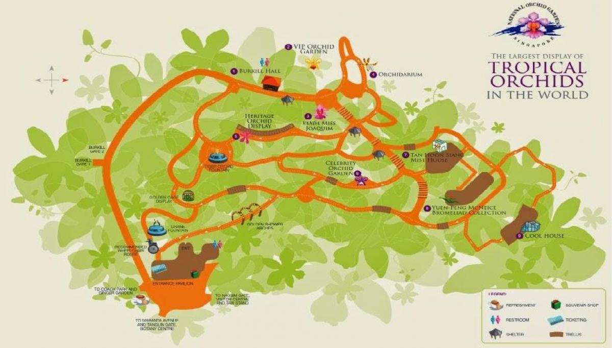 Singapoer botaniese tuine kaart