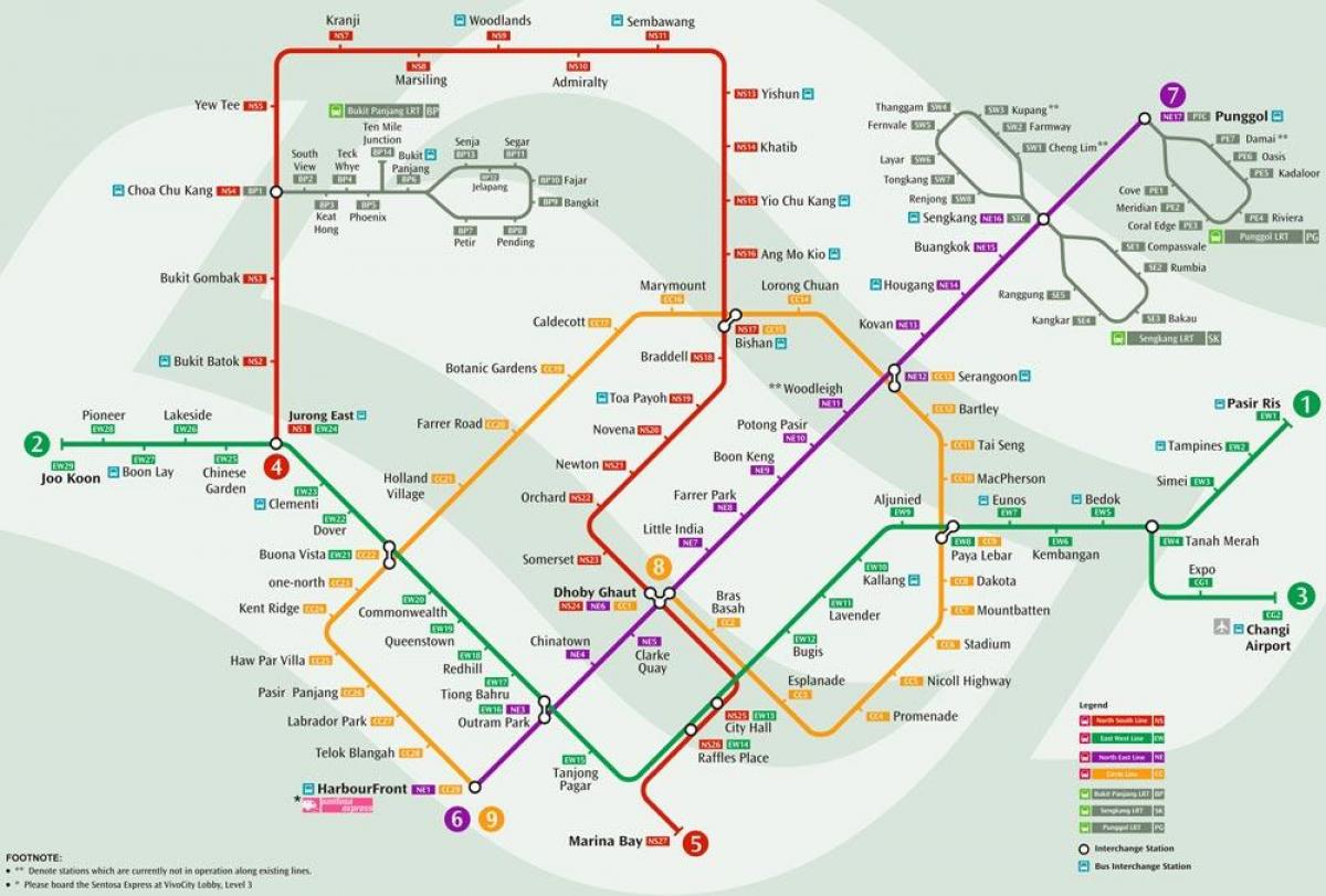 mrt stelsel kaart Singapoer