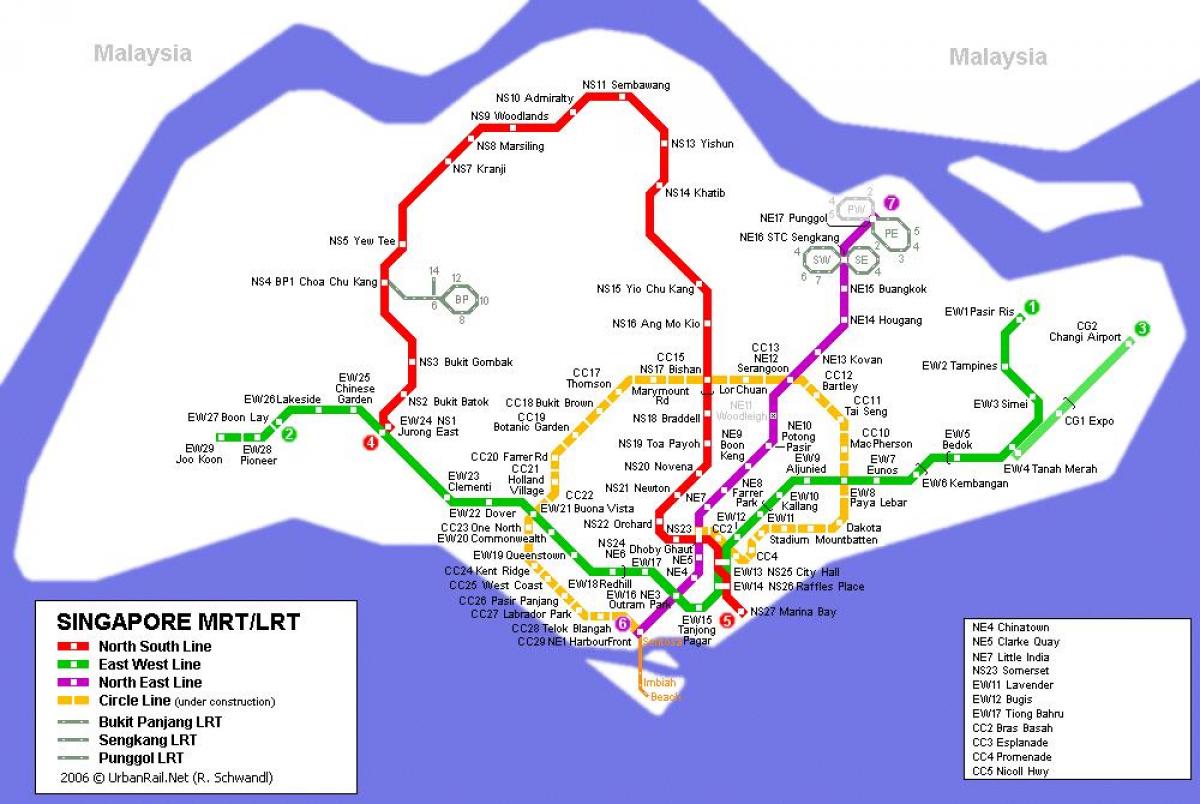 mtr roete kaart Singapoer