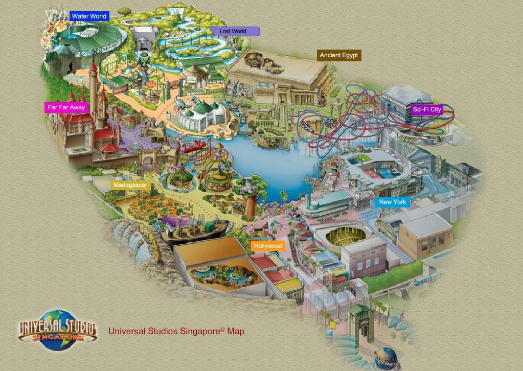 oorde wêreld sentosa kaart