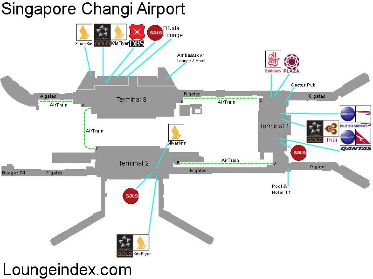 kaart van die Singapoer-lughawe