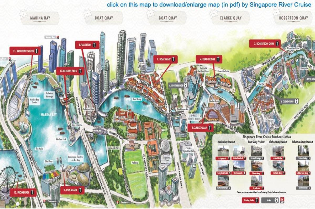 kaart van Singapoer Rivier Cruise
