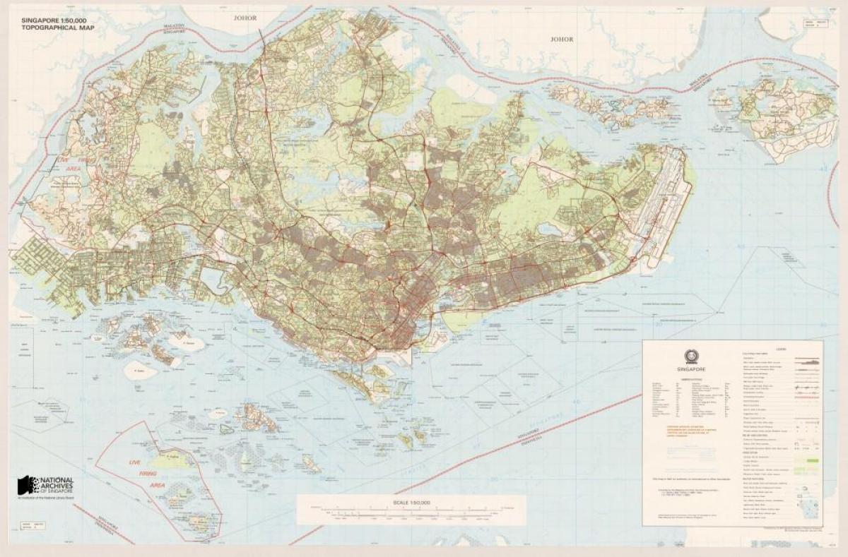 kaart van Singapoer topografiese