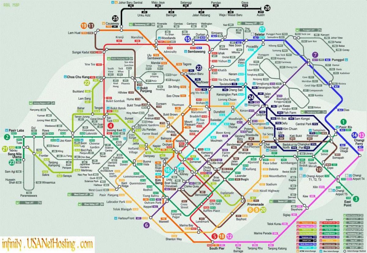 kaart van Singapoer vervoer