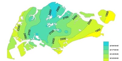 Singapoer reën kaart